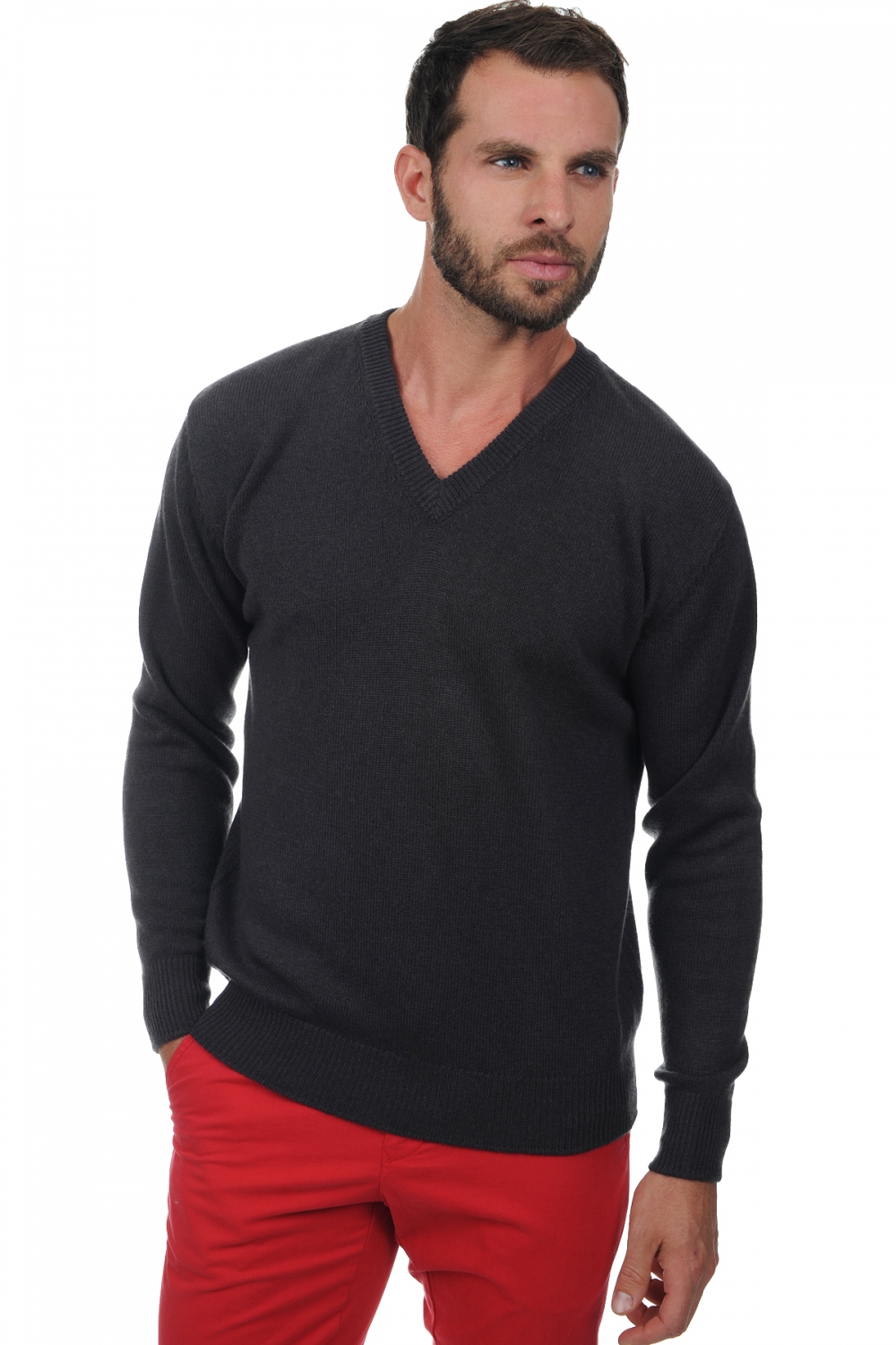 Cashmere men chunky sweater hippolyte 4f matt charcoal xs