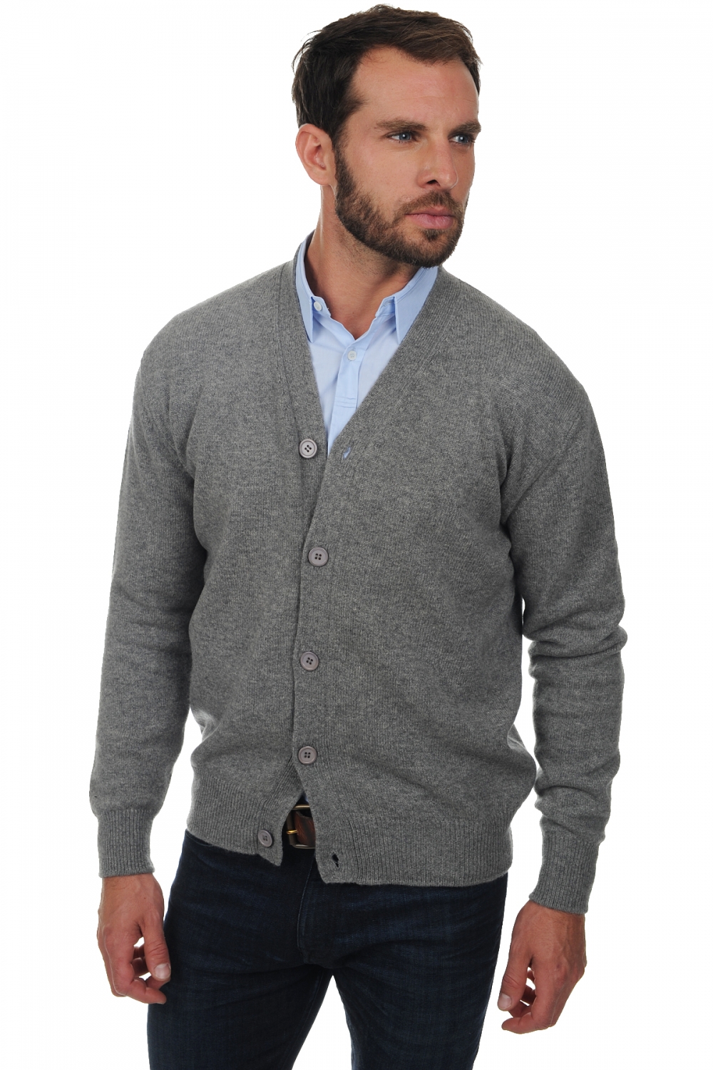 Cashmere men chunky sweater leon grey marl xl