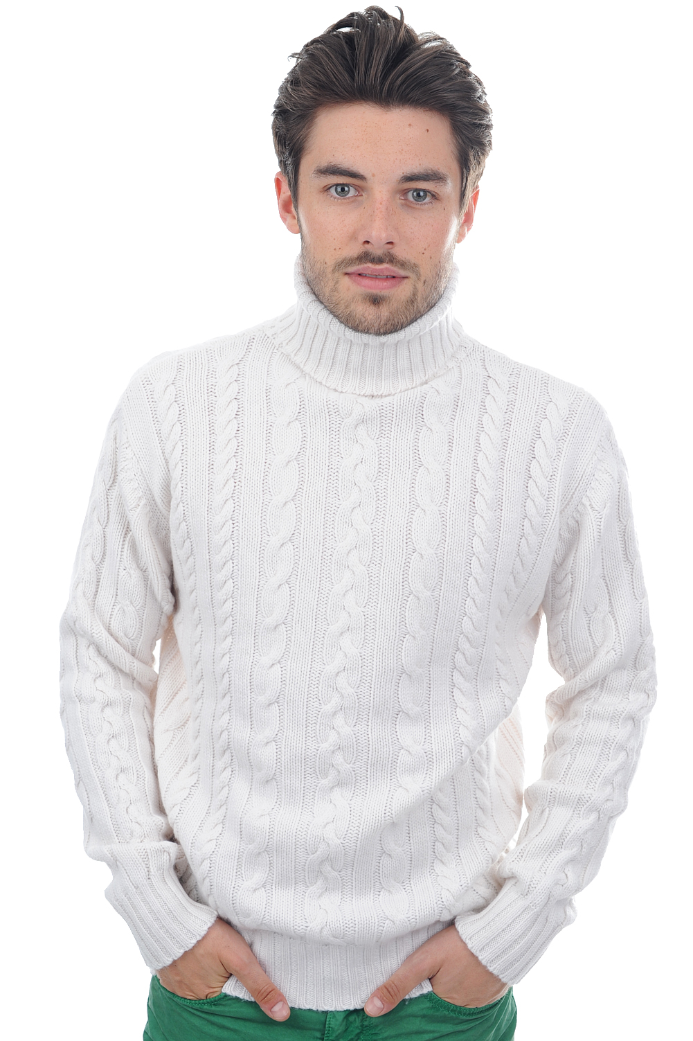 Cashmere men chunky sweater lucas off white xl