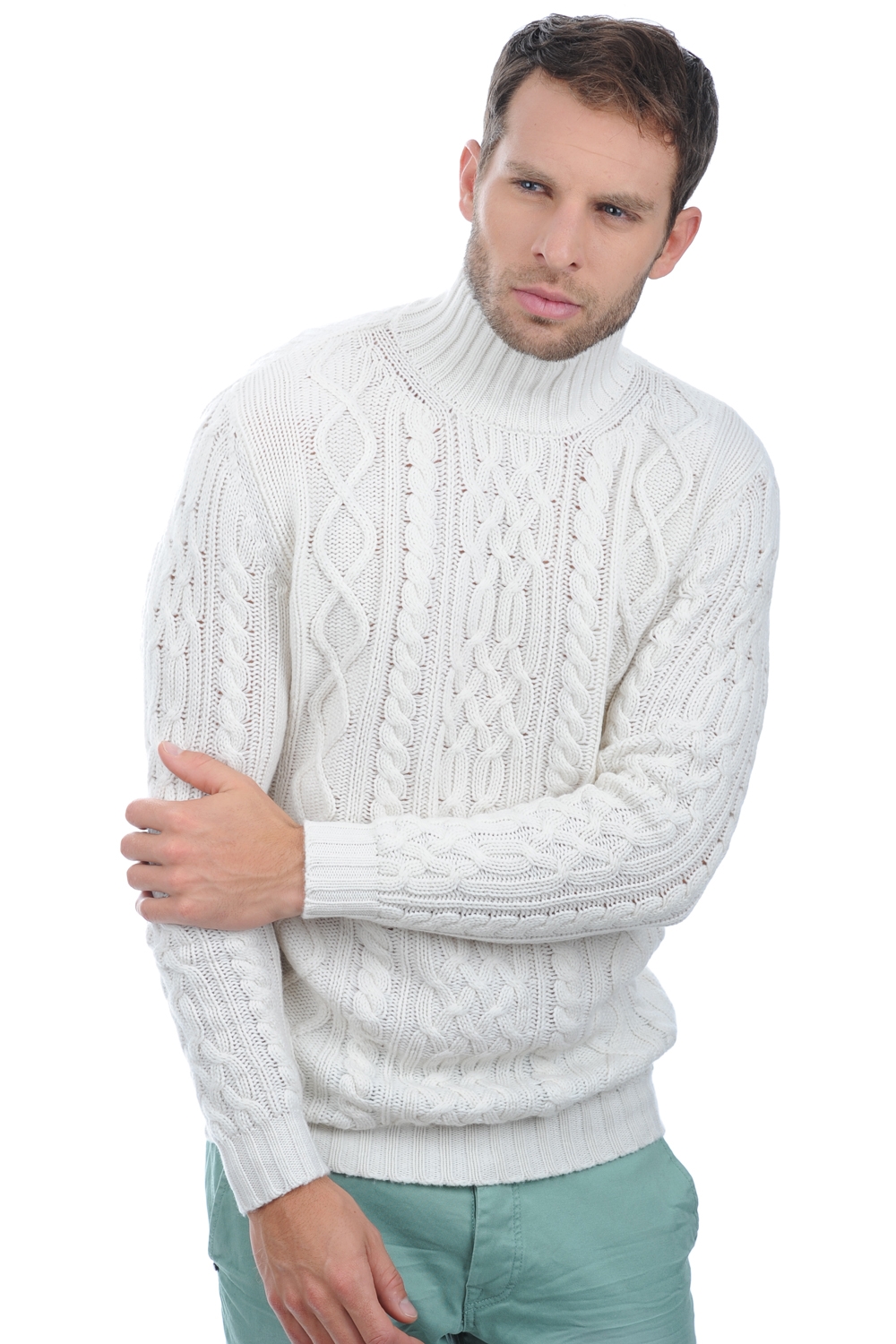 Cashmere men chunky sweater platon off white s