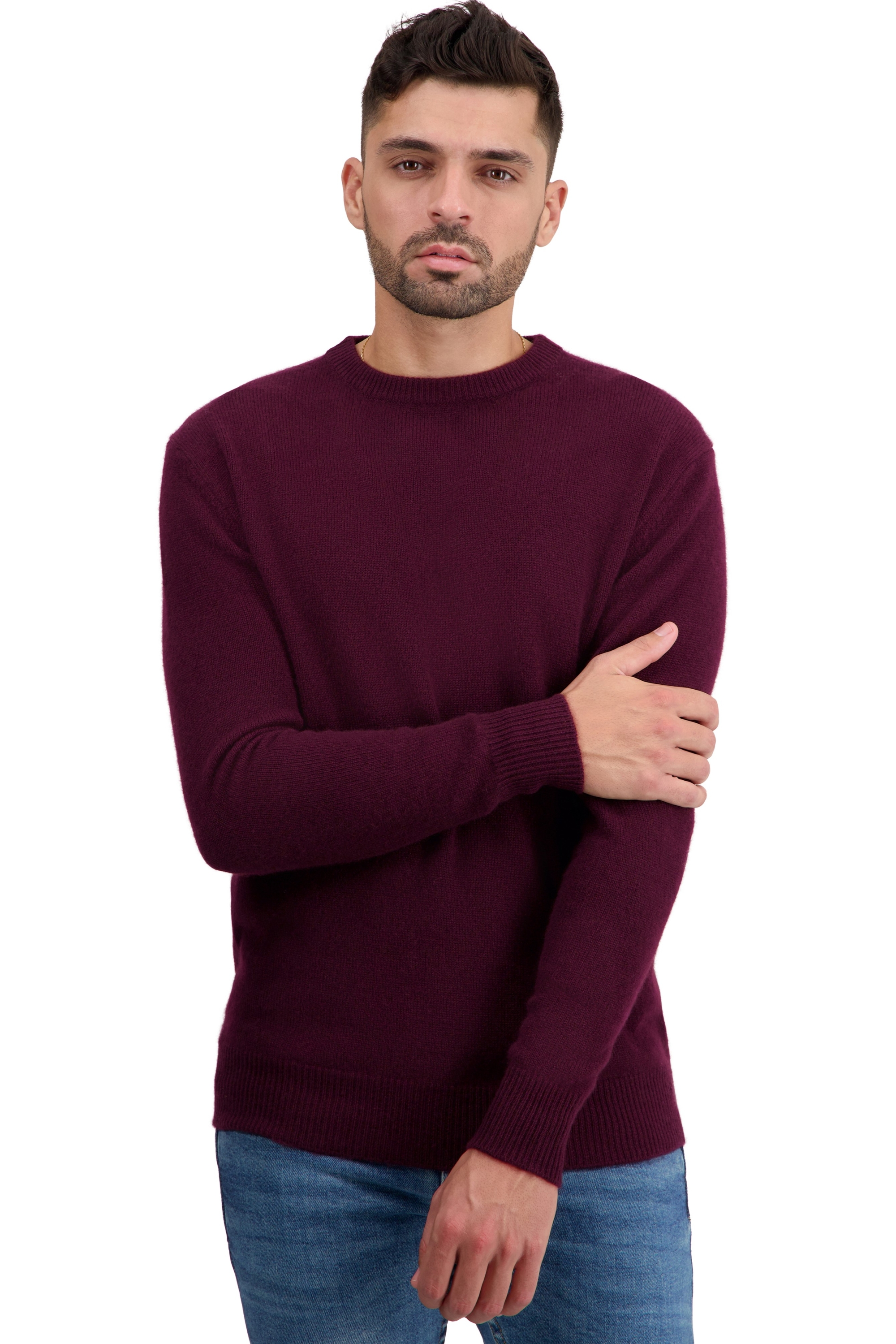 Cashmere men chunky sweater touraine first bordeaux xl
