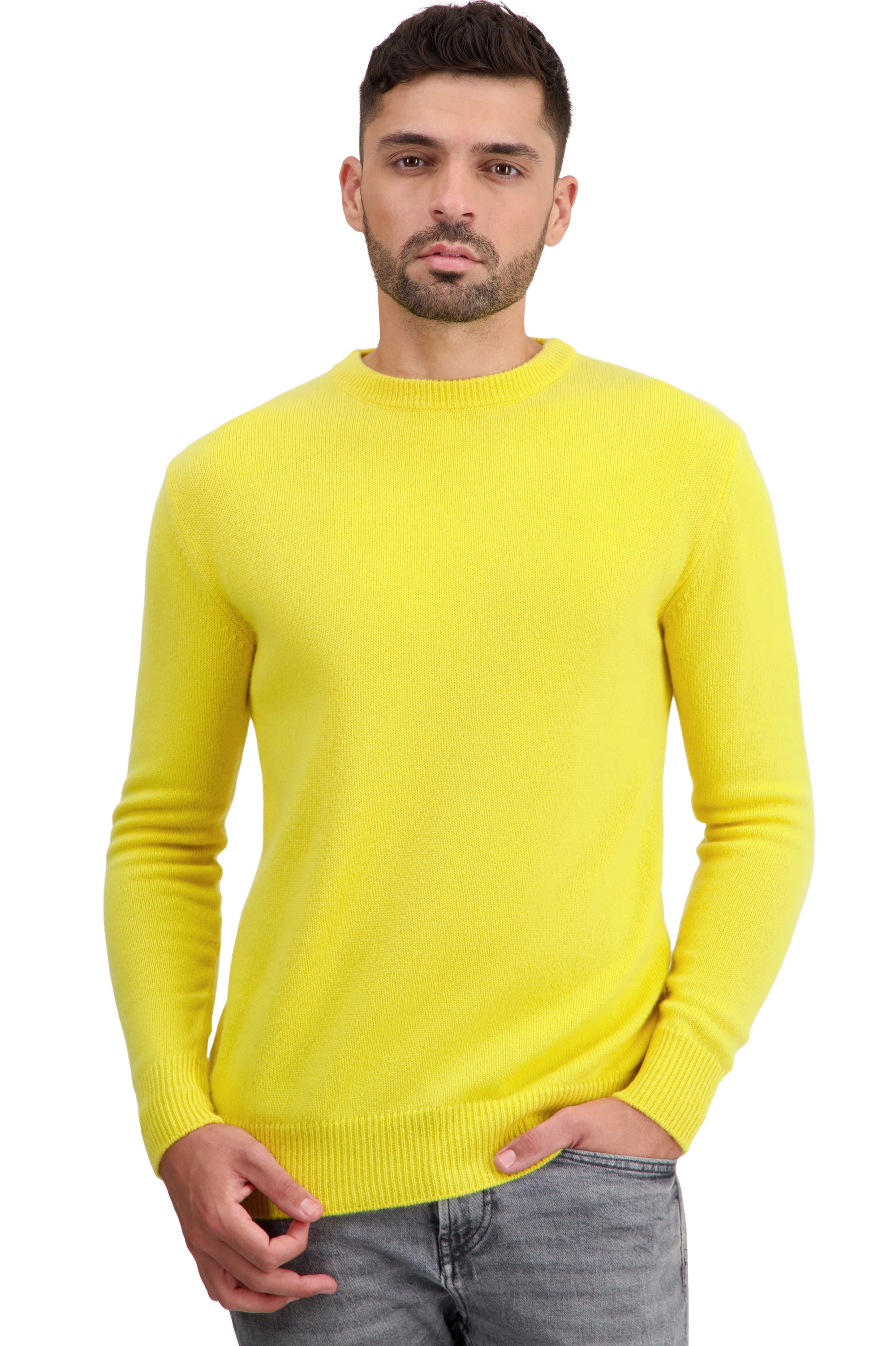 Cashmere men chunky sweater touraine first daffodil 2xl