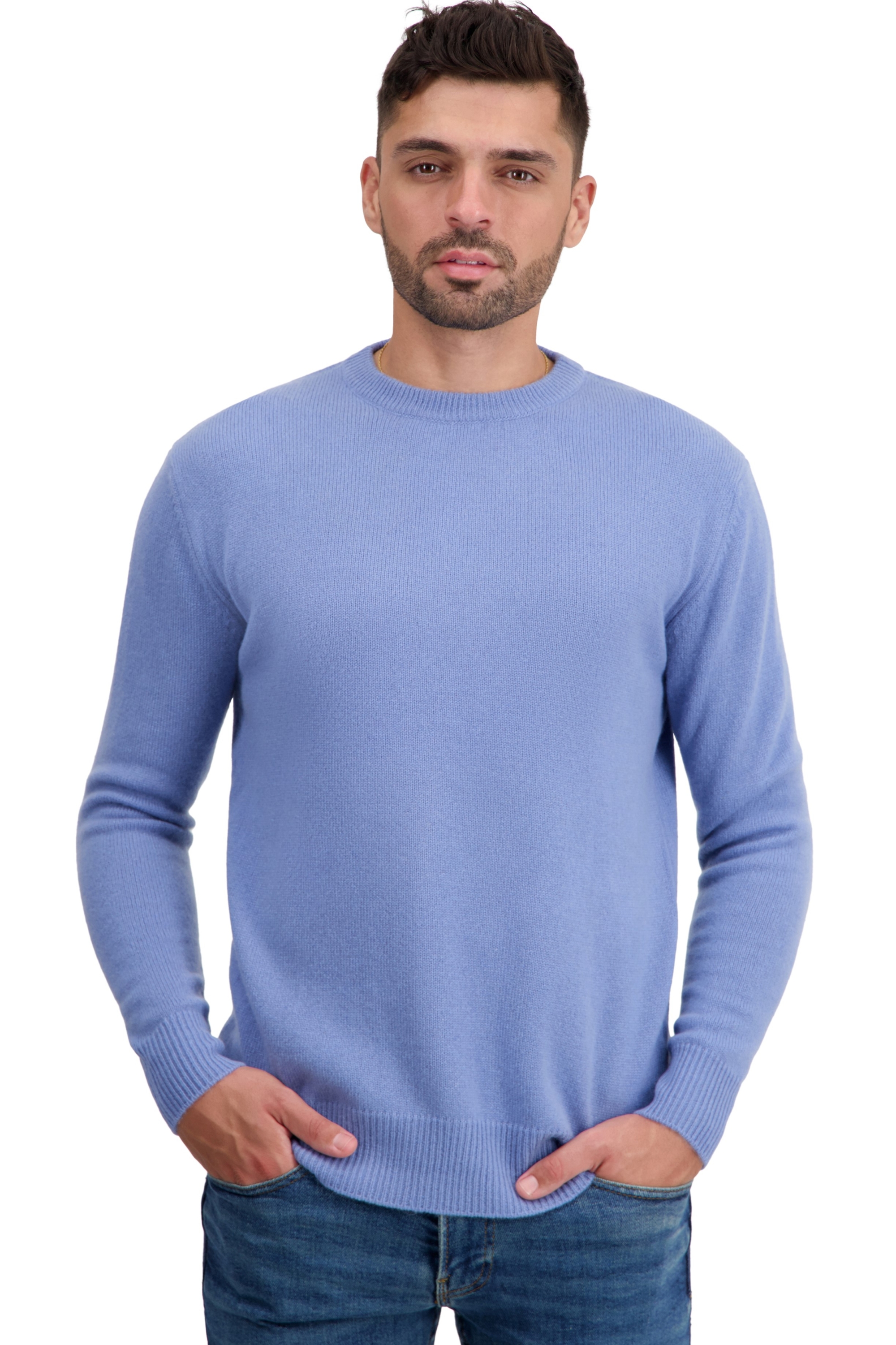 Cashmere men chunky sweater touraine first light blue 3xl