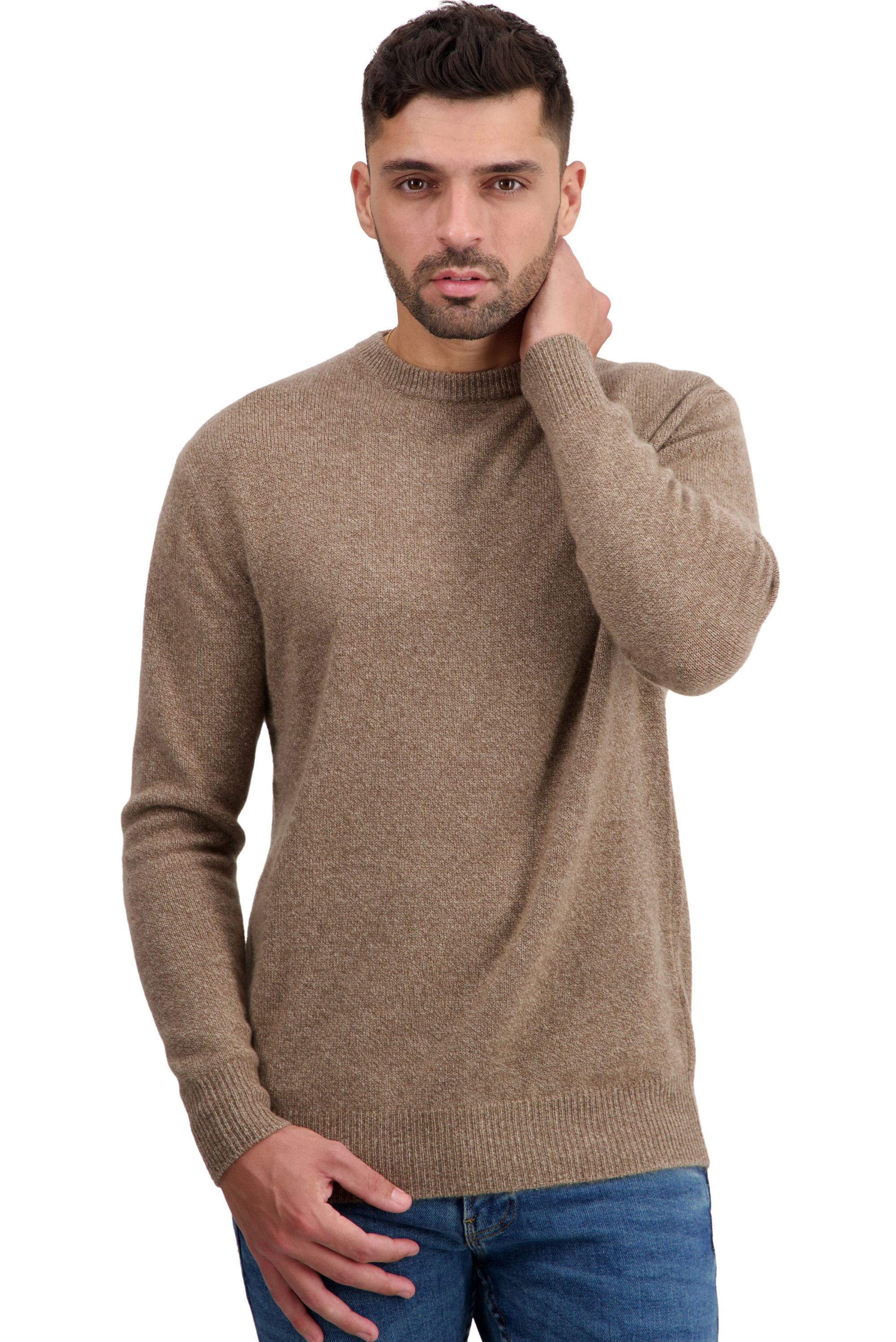 Cashmere men chunky sweater touraine first tan marl l