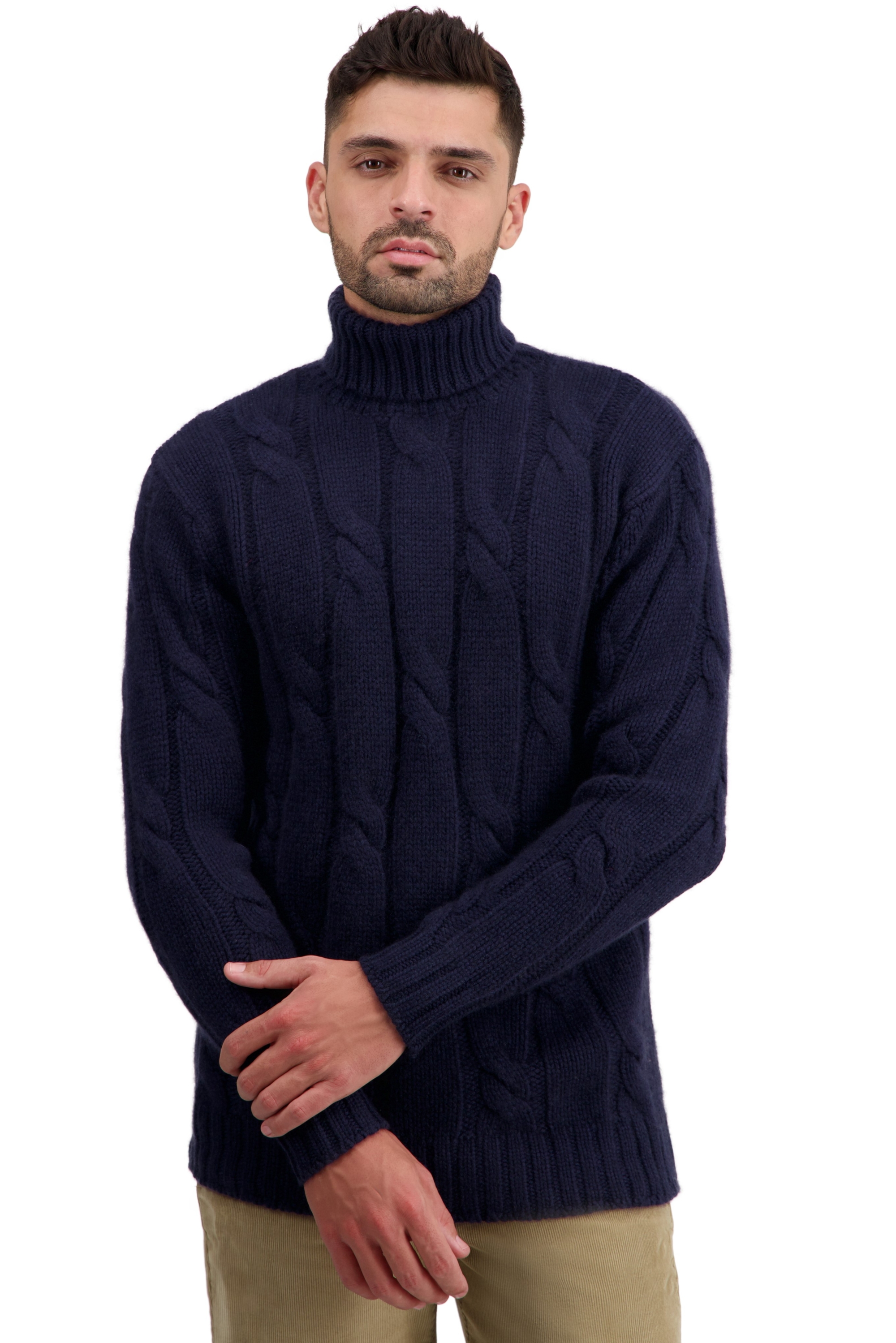Cashmere men chunky sweater triton dress blue s