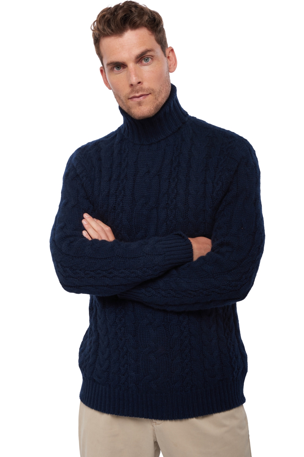 Cashmere men chunky sweater villepinte dress blue xs