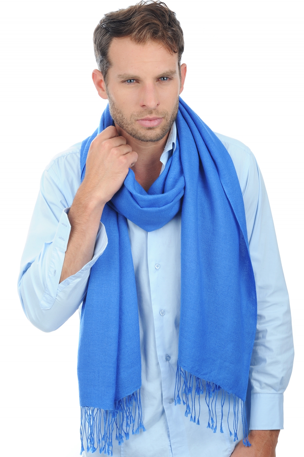 Cashmere men diamant light cobalt blue 201 cm x 71 cm