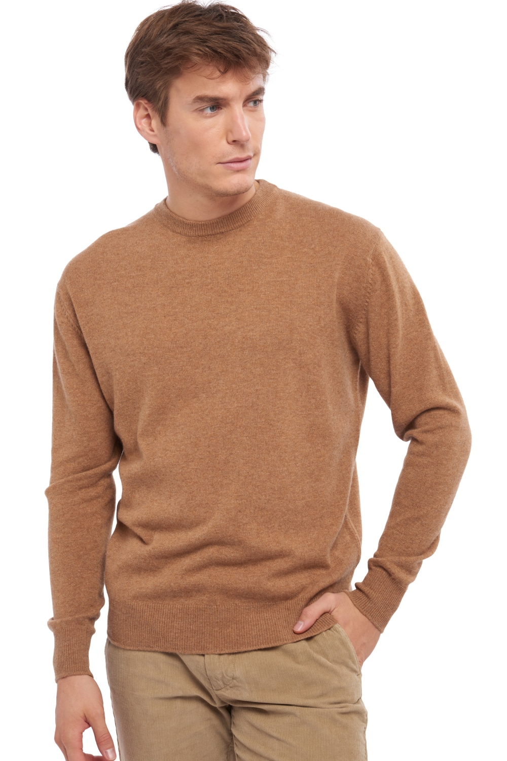 Cashmere men round necks nestor camel chine 