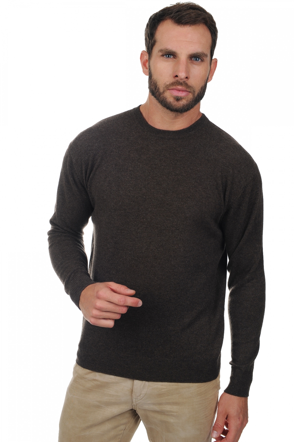 Cashmere men round necks nestor marron chine 