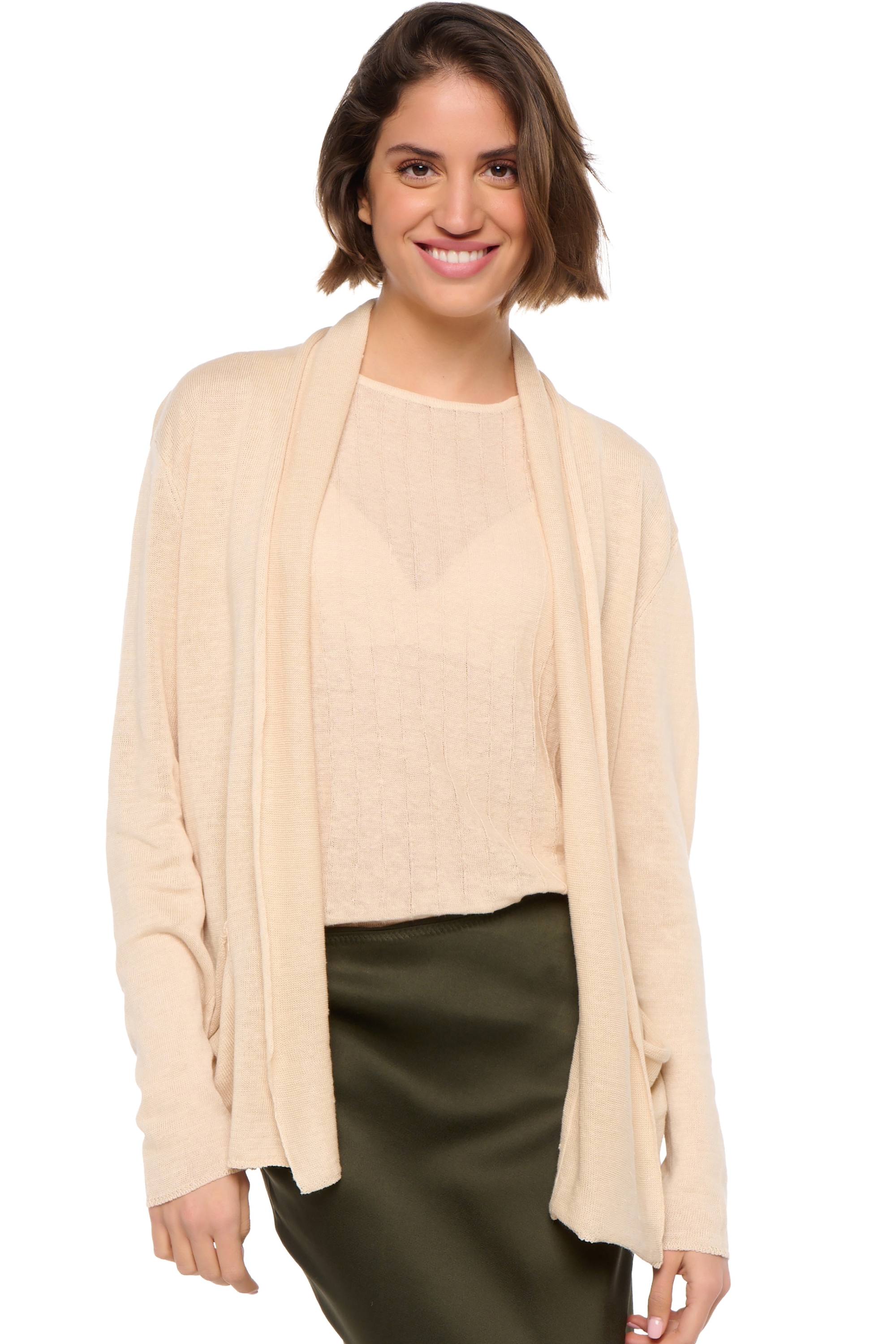 Linen ladies cardigans sissi wheat s